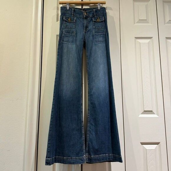 *RARE* VTG ABS Allen Schwartz Mid Rise Wide Leg Patch Pocket Trouser Jeans Y2K - Picture 3 of 11